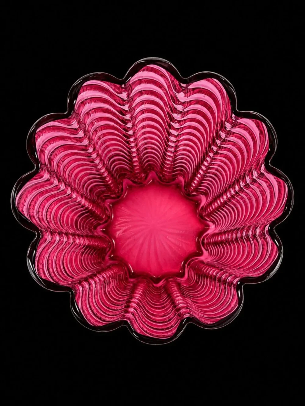 Vintage Pilgrim Glass Cranberry Ionic Optic Vase #1726 Hand Blown